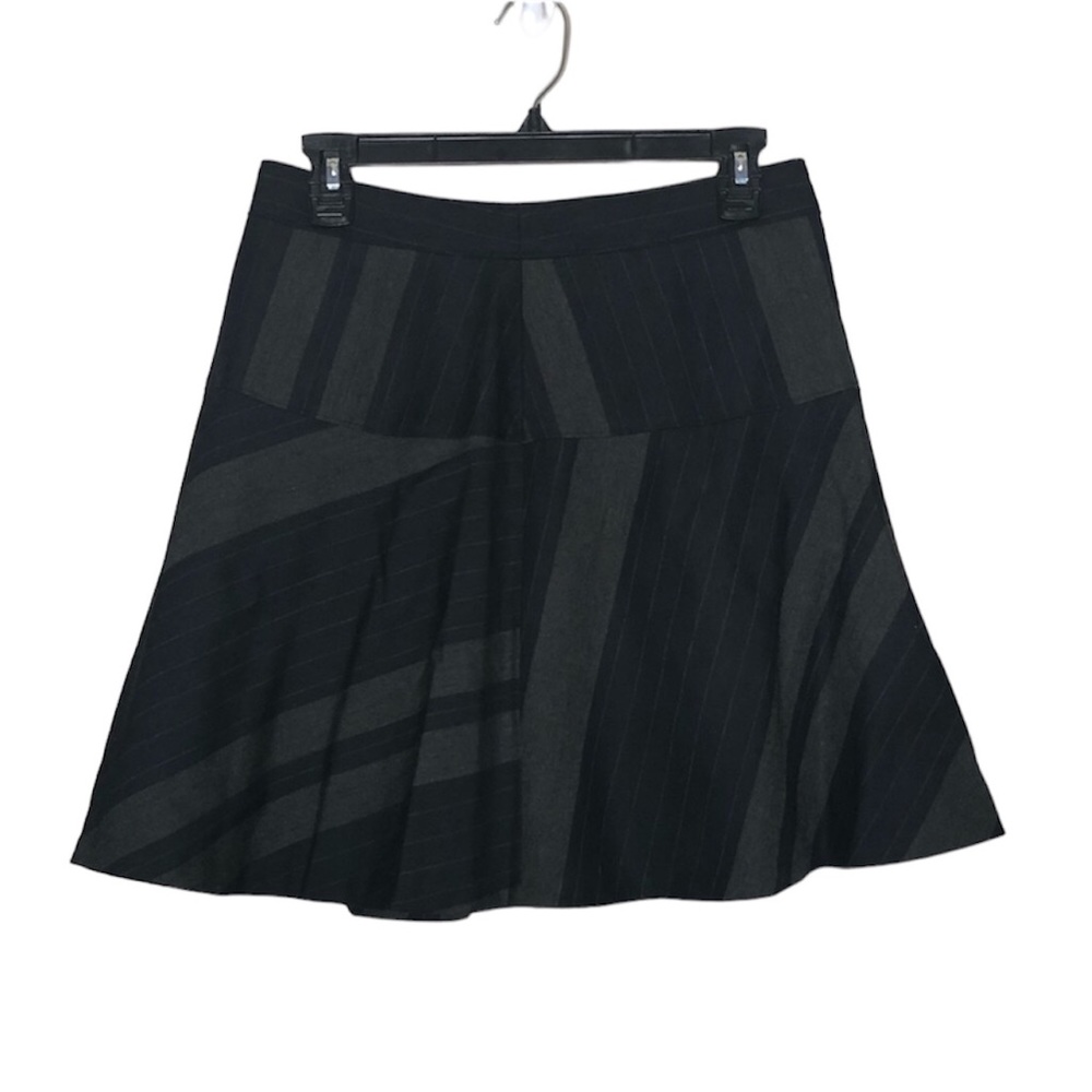 BANANA REPUBLIC | y2k Black Gray Asymmetrical Stripe Peplum Flare Skirt
